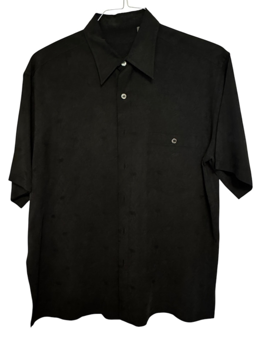 Tori Richard Men's Classic Black Short-Sleeve Silk Button-Up Palm Tree Shirt M